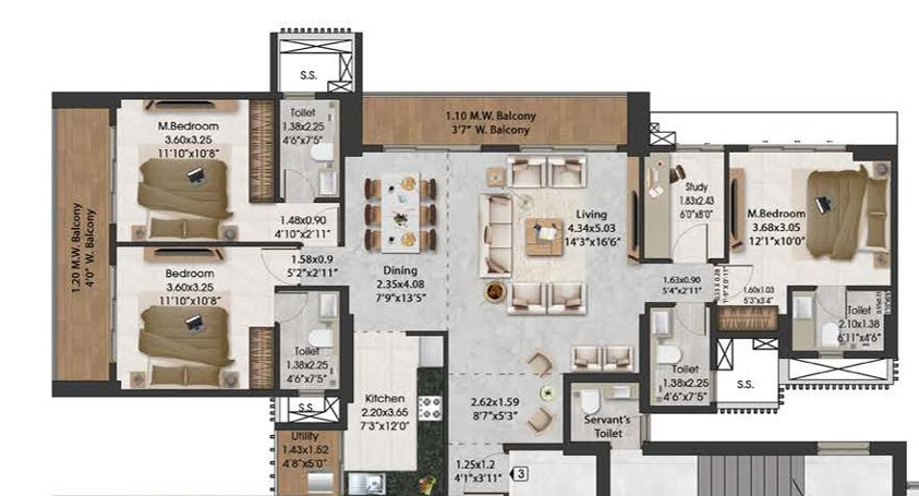 3.5 BHK Floor Plan